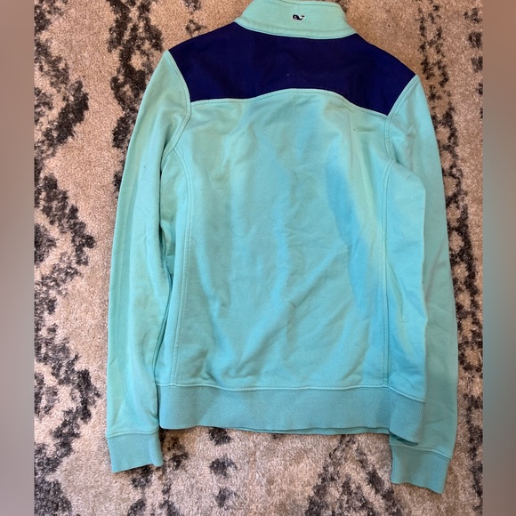 Vineyard vines quarter zip pullover teal/turquoise blue and navy xs - Picture 3 of 4